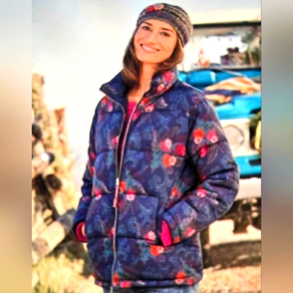 Sundance Kimmy Floral Puffer Winter Outside Jacket Size M